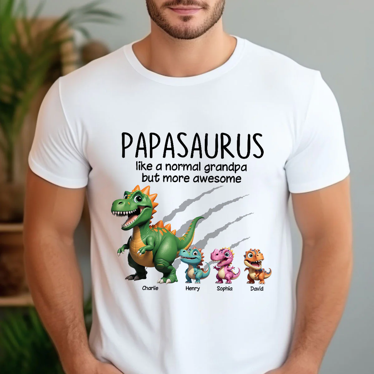Grandpasaurus And Kids 3D Effect Dinosaurs Personalized Shirt, Father's Day Gift For Grandpa - Image 10