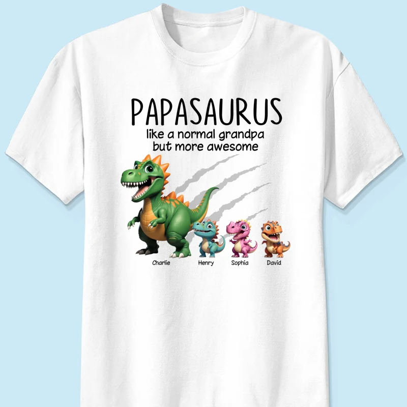 Grandpasaurus And Kids 3D Effect Dinosaurs Personalized Shirt, Father's Day Gift For Grandpa - Image 11