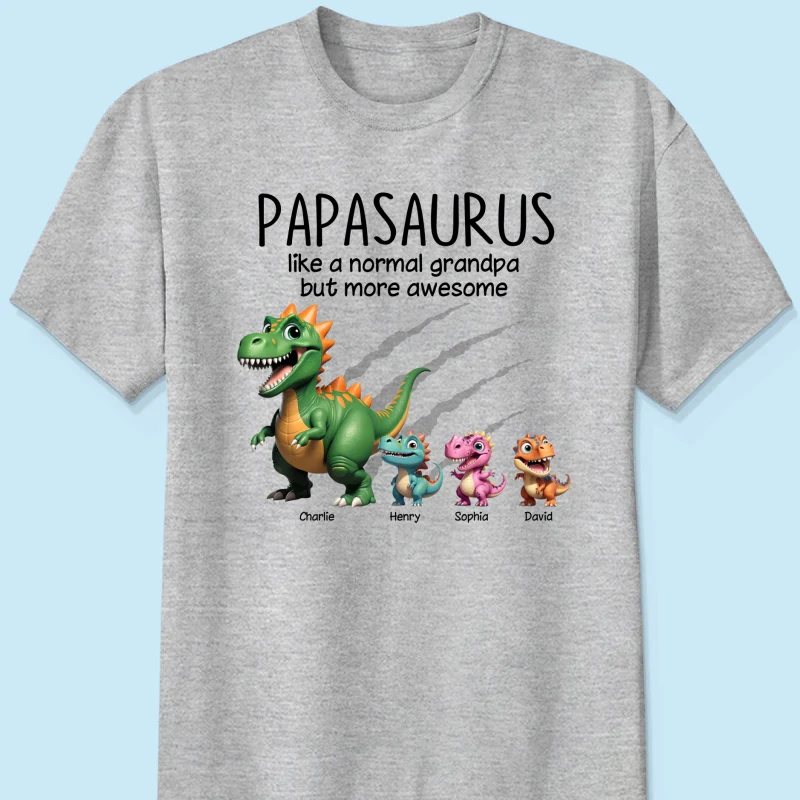 Grandpasaurus And Kids 3D Effect Dinosaurs Personalized Shirt, Father's Day Gift For Grandpa - Image 12