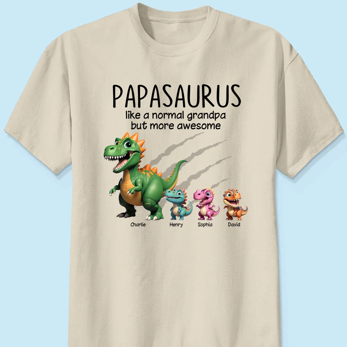 Grandpasaurus And Kids 3D Effect Dinosaurs Personalized Shirt, Father's Day Gift For Grandpa - Image 13