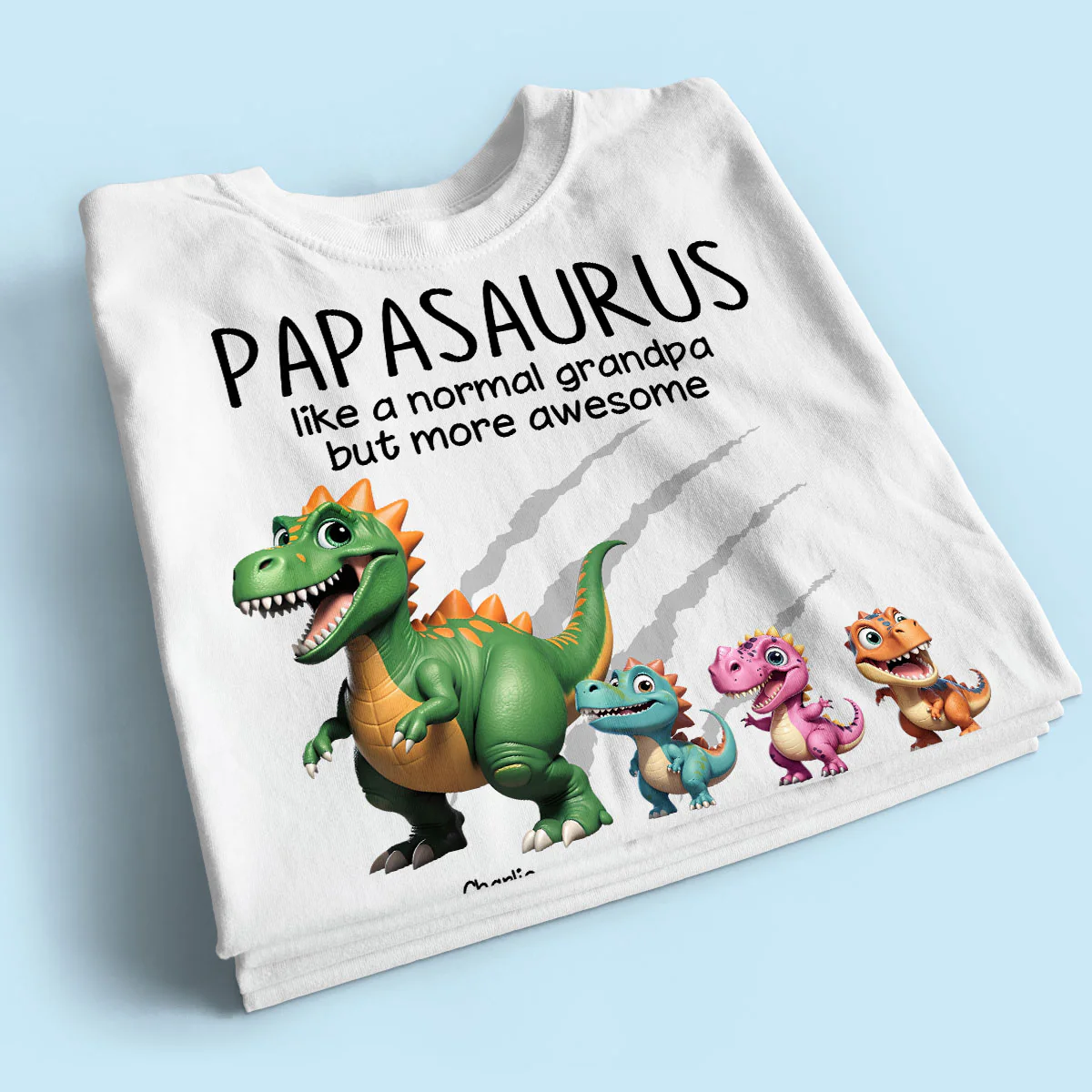 Grandpasaurus And Kids 3D Effect Dinosaurs Personalized Shirt, Father's Day Gift For Grandpa - Image 3