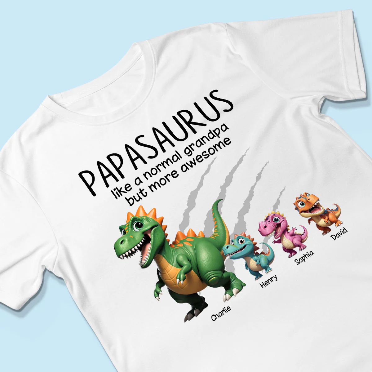 Grandpasaurus And Kids 3D Effect Dinosaurs Personalized Shirt, Father's Day Gift For Grandpa - Image 4