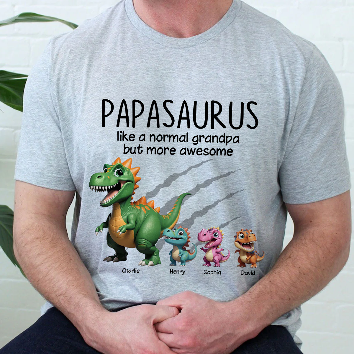 Grandpasaurus And Kids 3D Effect Dinosaurs Personalized Shirt, Father's Day Gift For Grandpa - Image 7