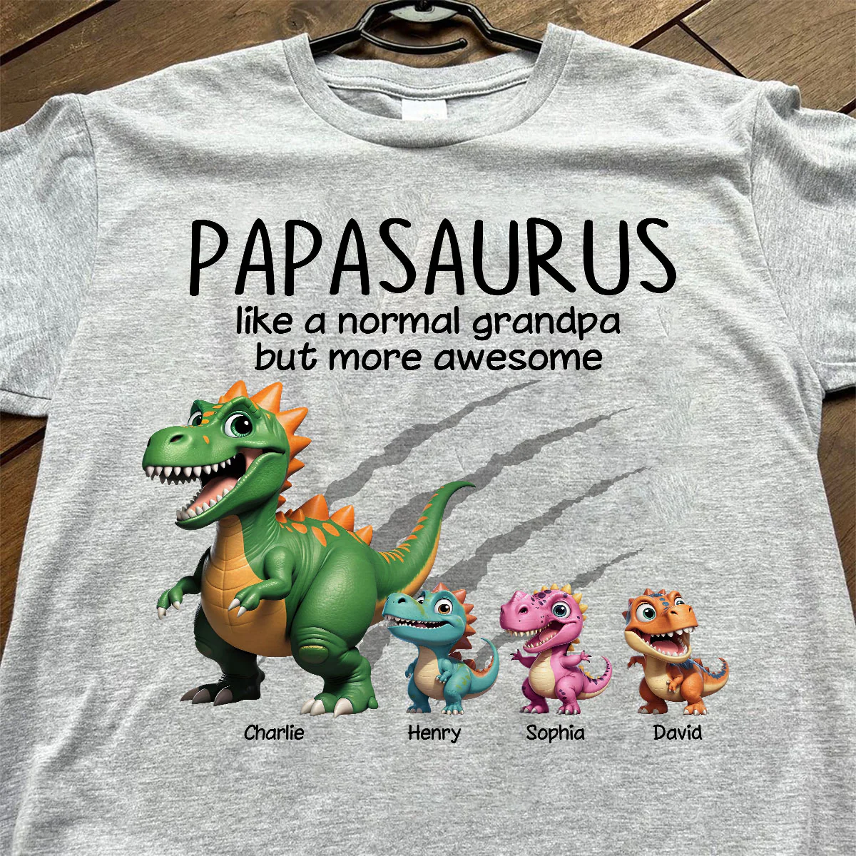 Grandpasaurus And Kids 3D Effect Dinosaurs Personalized Shirt, Father's Day Gift For Grandpa - Image 8