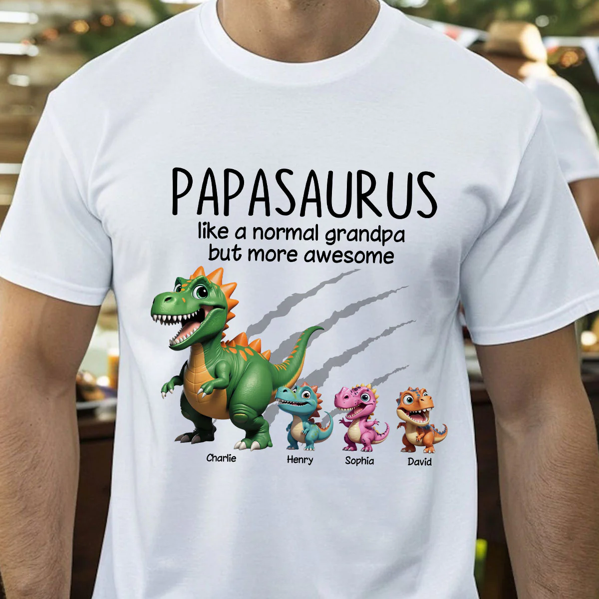 Grandpasaurus And Kids 3D Effect Dinosaurs Personalized Shirt, Father's Day Gift For Grandpa - Image 9