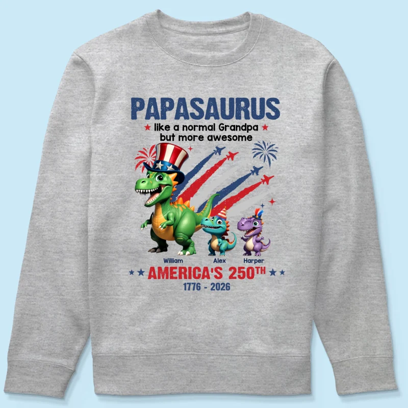 Grandpasaurus And Kids Patriotic Dinosaurs - Personalized Shirt - America's 250th Anniversary Keepsake - Image 13