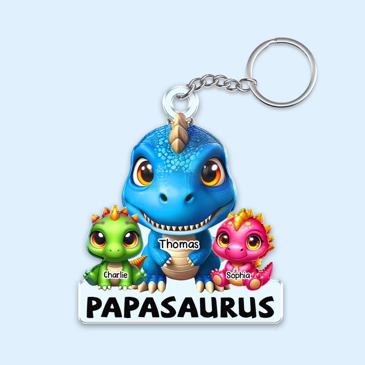 Grandpasaurus Daddysaurus And Kids Personalized Acrylic Keychain