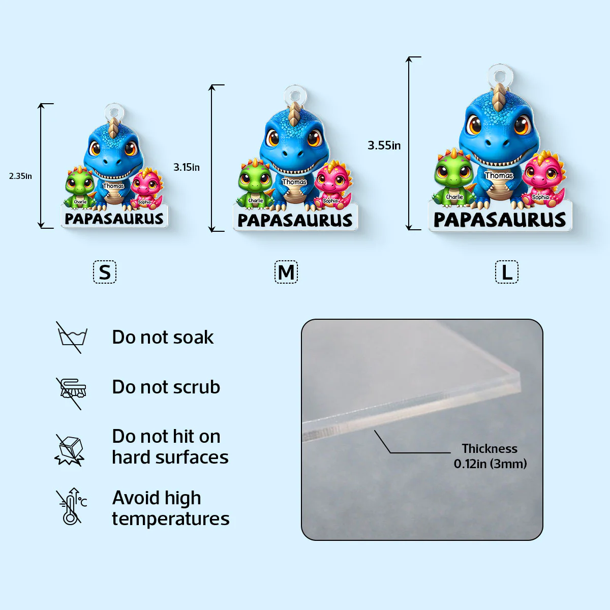 Grandpasaurus Daddysaurus And Kids Personalized Acrylic Keychain - Image 6