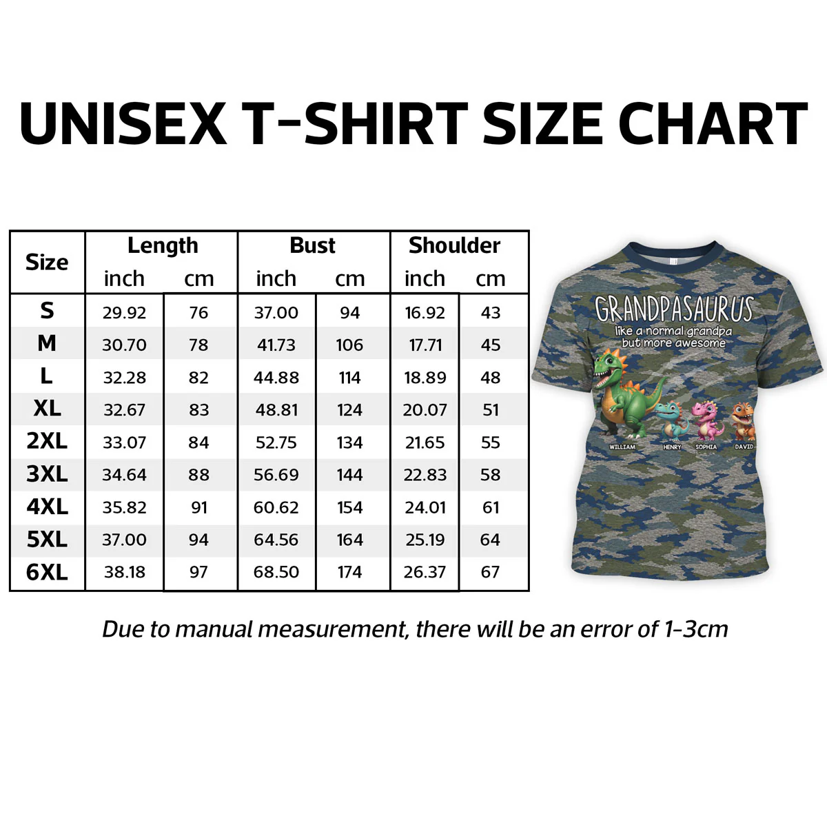 Grandpasaurus Dinosaurs Camo Pattern - Personalized Shirt - Father's Day Gift For Husband, Dad, Grandpa - Image 6