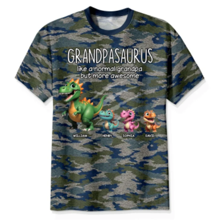 Grandpasaurus Dinosaurs Camo Pattern - Personalized Shirt - Father's Day Gift For Husband, Dad, Grandpa - Image 7