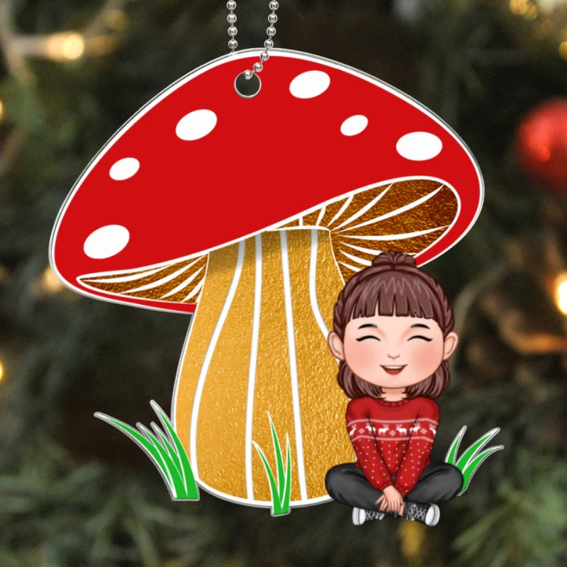 Grandson Granddaughter Grandkid Mushroom Personalized Acrylic Ornament - Image 5