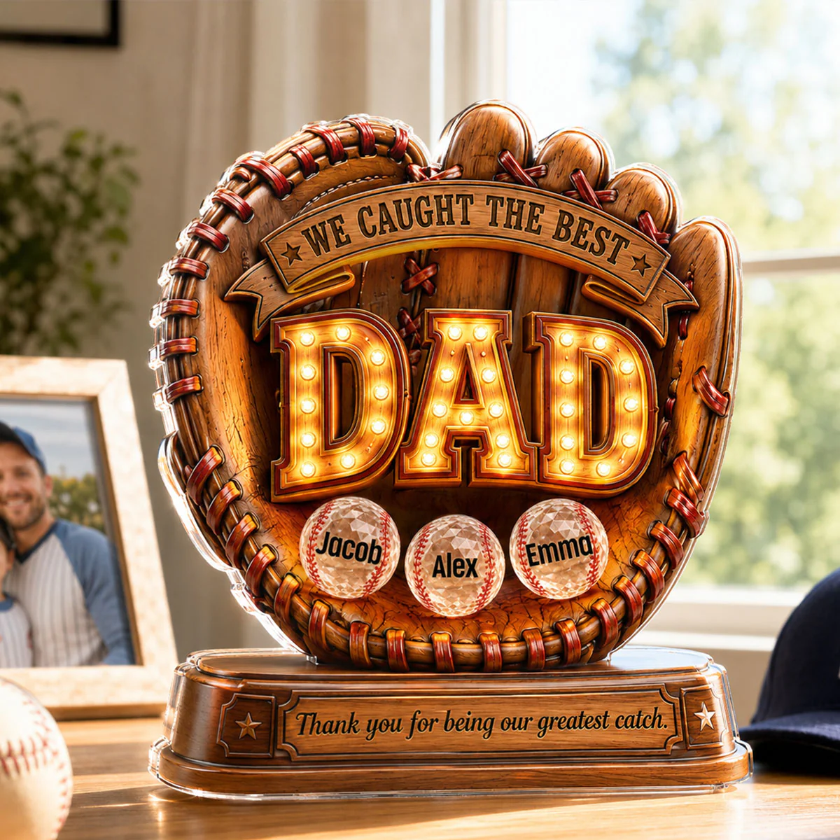 Great Baseball Dad - Personalized Acrylic Block Plaque - Gift for Dad, Husband - Image 3