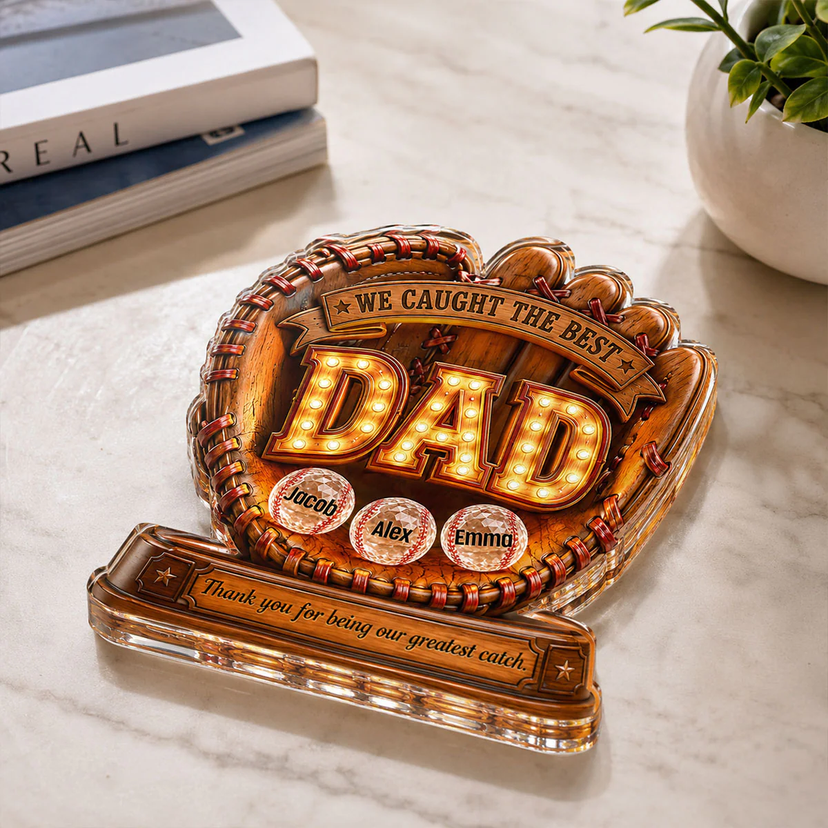 Great Baseball Dad - Personalized Acrylic Block Plaque - Gift for Dad, Husband - Image 4