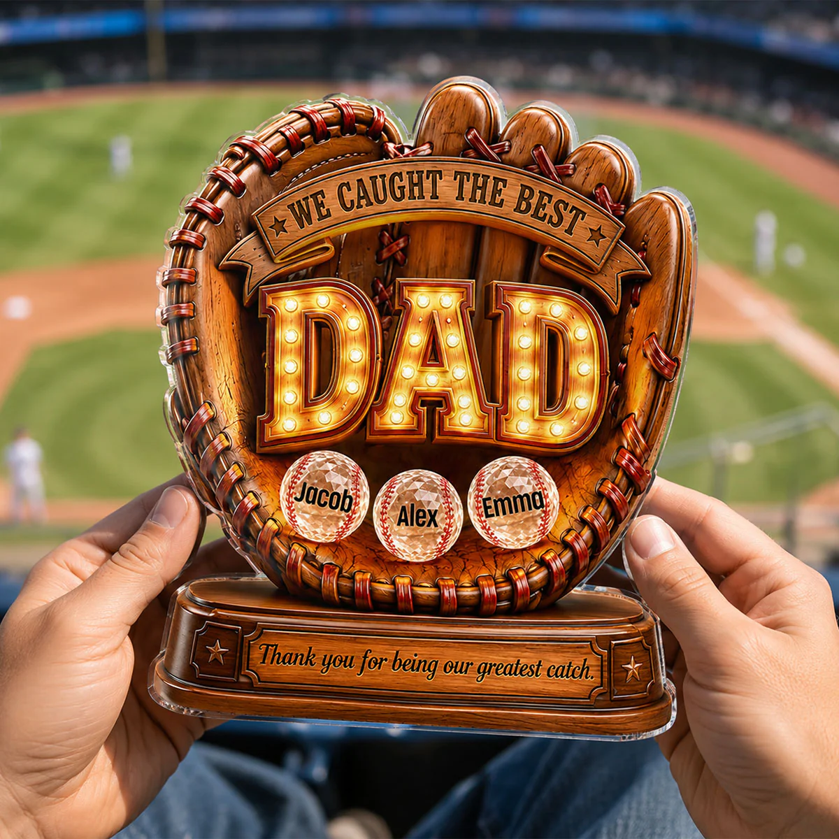 Great Baseball Dad - Personalized Acrylic Block Plaque - Gift for Dad, Husband - Image 9