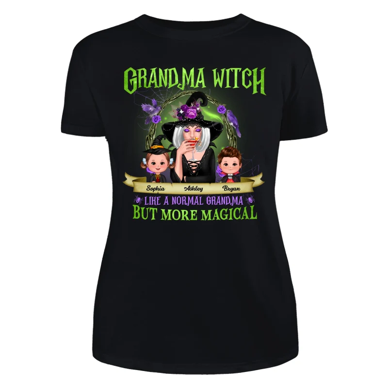 Green And Purple Halloween Grandma And Kids Personalized Shirt - Image 10