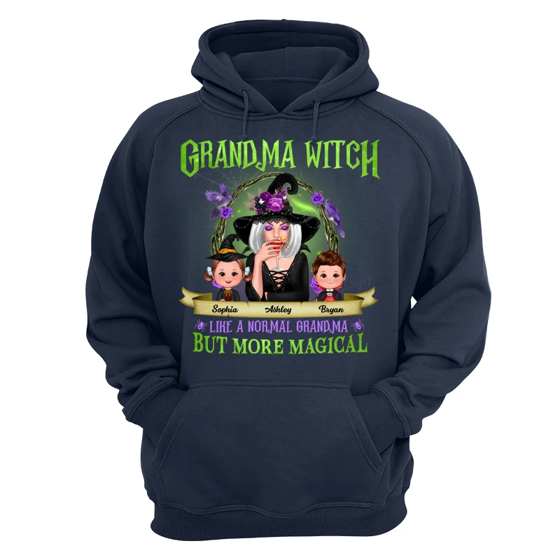 Green And Purple Halloween Grandma And Kids Personalized Shirt - Image 14