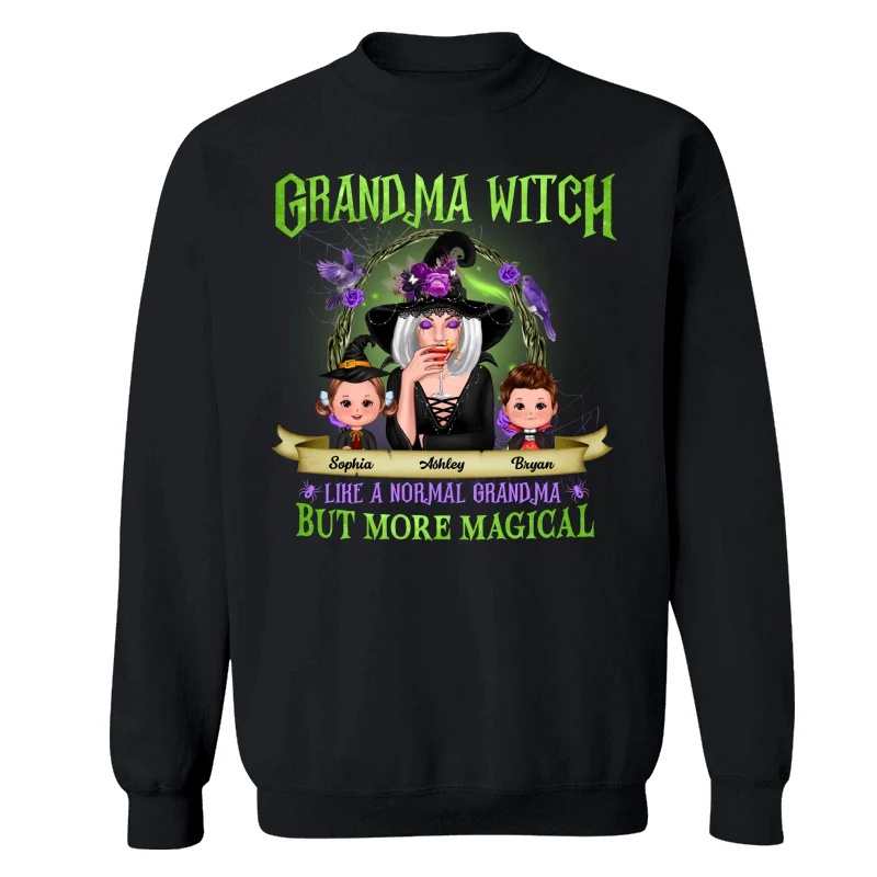 Green And Purple Halloween Grandma And Kids Personalized Shirt - Image 16