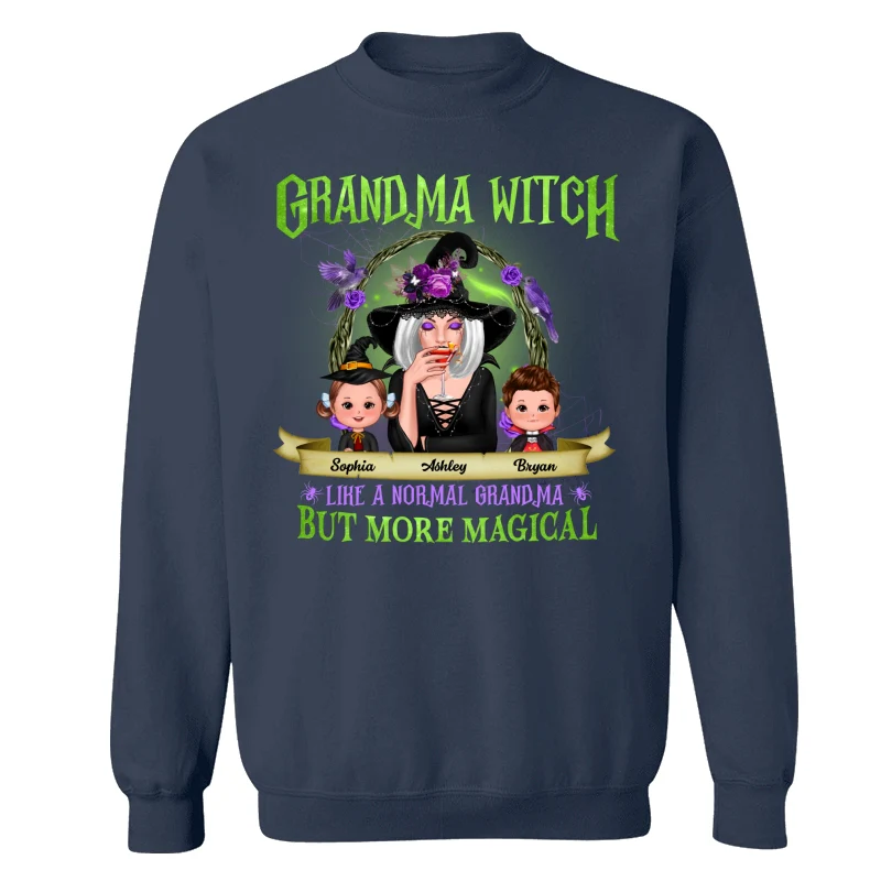 Green And Purple Halloween Grandma And Kids Personalized Shirt - Image 17