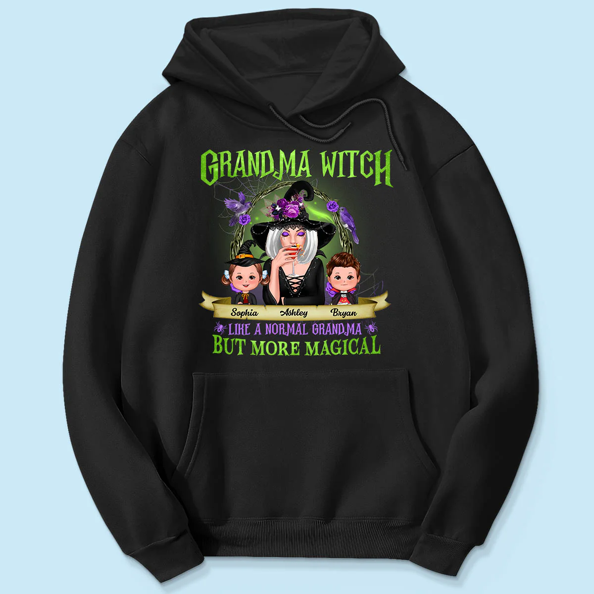 Green And Purple Halloween Grandma And Kids Personalized Shirt - Image 6