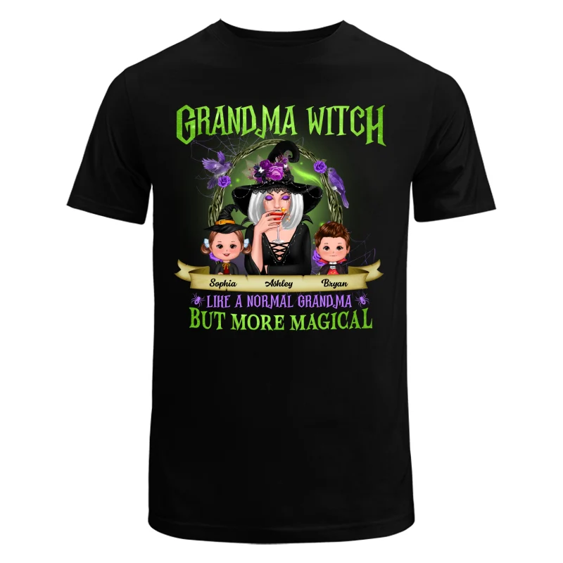 Green And Purple Halloween Grandma And Kids Personalized Shirt - Image 7