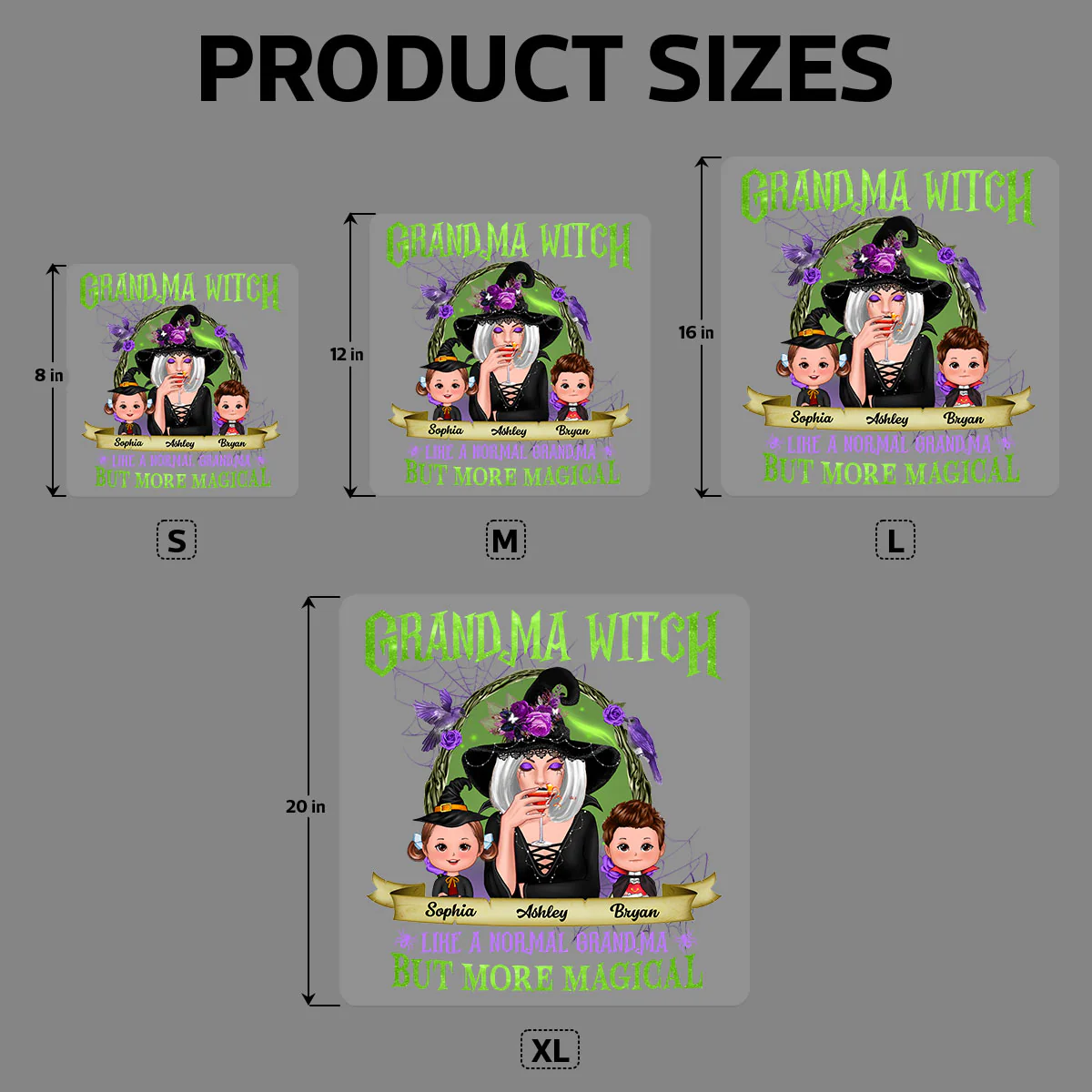 Green And Purple Halloween Grandma And Kids Personalized Decal, Halloween Decor - Image 8