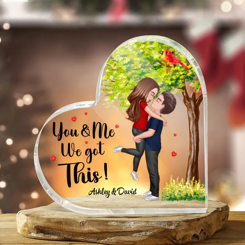 Green Tree Couple Missing Piece Personalized Heart Acrylic Plaque - Image 3