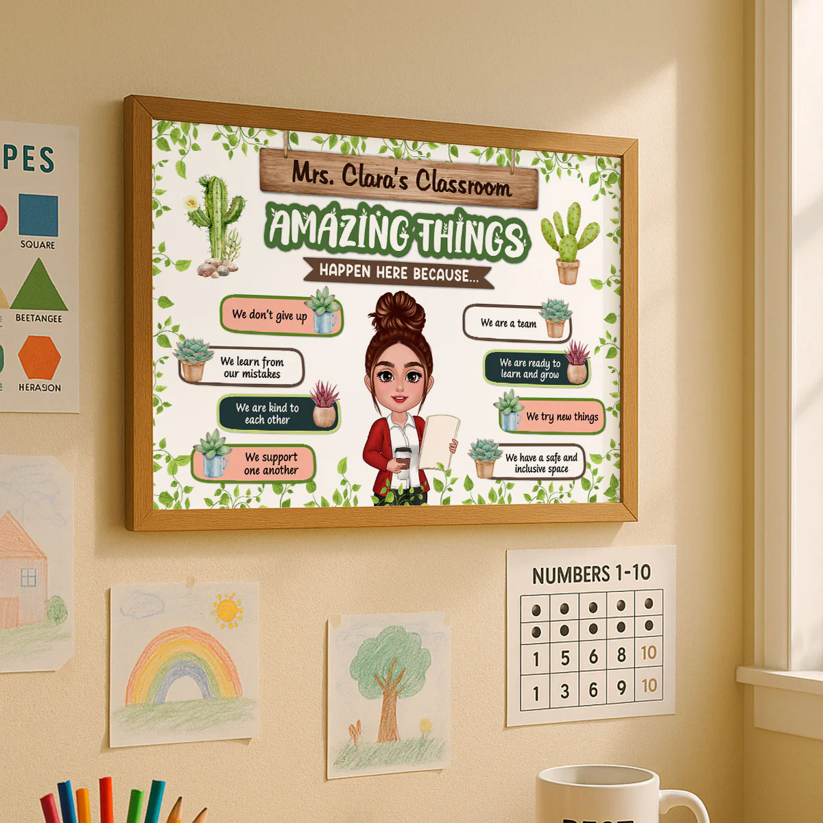 Greenery Boho Plants Amazing Things Happen Here Teacher Personalized Poster, Classroom Decoration - Image 8