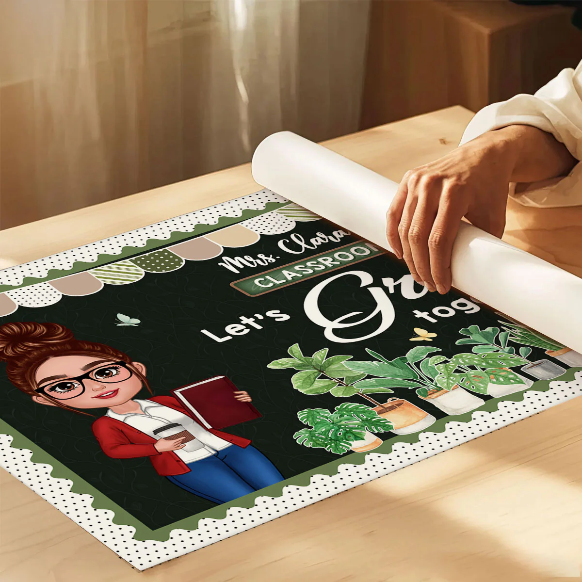 Greenery Boho Plants Let's Grow Together Teacher Personalized Poster, Classroom Decoration - Image 3