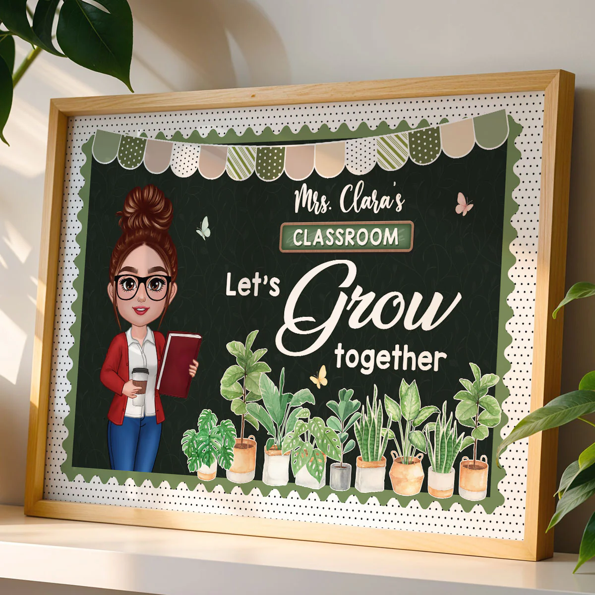 Greenery Boho Plants Let's Grow Together Teacher Personalized Poster, Classroom Decoration - Image 4