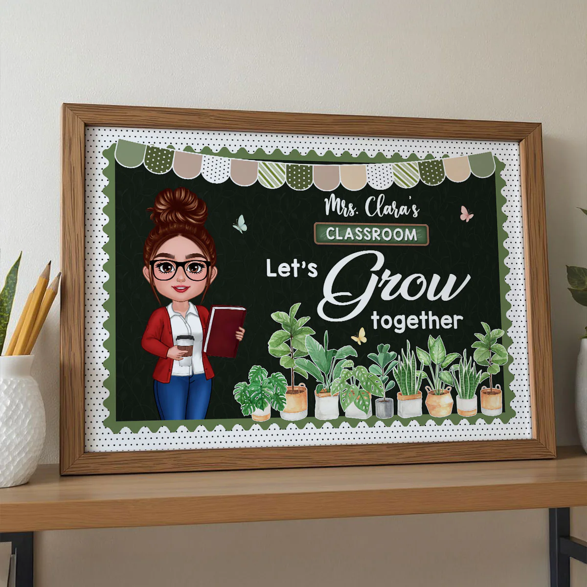 Greenery Boho Plants Let's Grow Together Teacher Personalized Poster, Classroom Decoration - Image 5