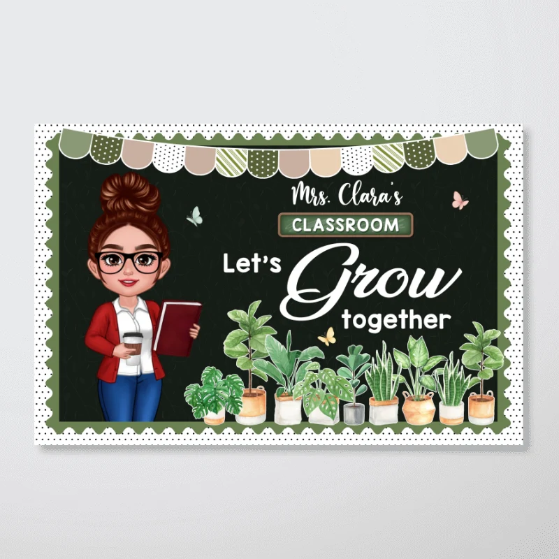 Greenery Boho Plants Let's Grow Together Teacher Personalized Poster, Classroom Decoration - Image 9