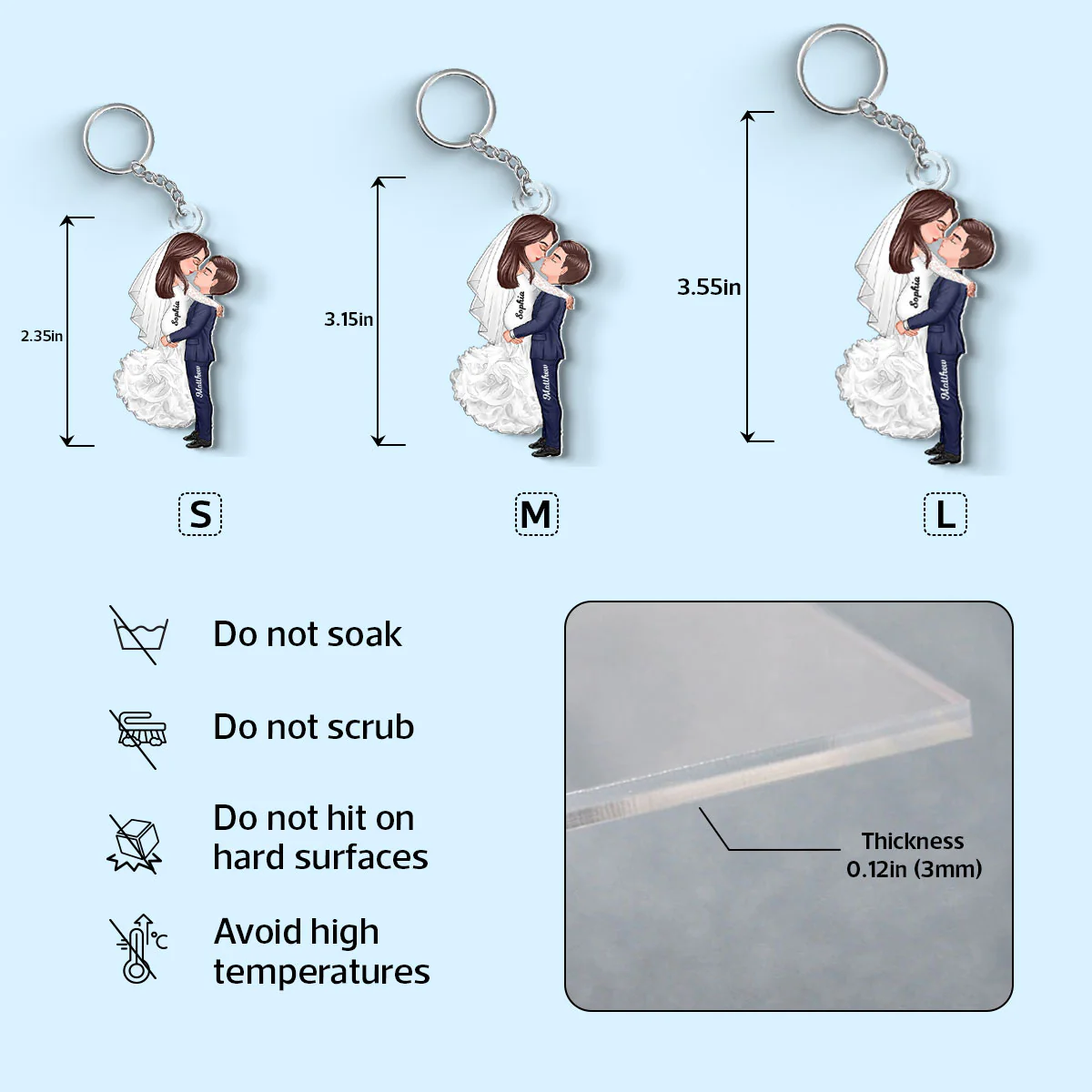 Groom & Bride Hugging Kissing Couple Acrylic Keychain, Perfect Anniversary Gift Gift Wedding Gift For Her For Him - Image 5