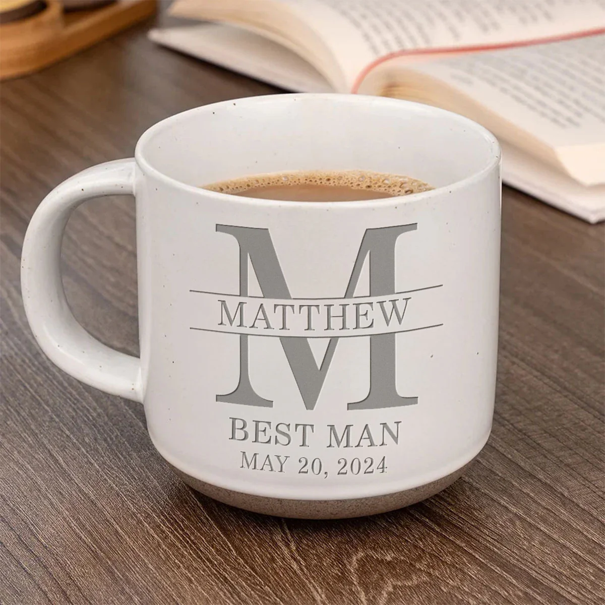 Groom Man Engraved Old Fashion Personalized Pottery Mug, Best Man Gift
