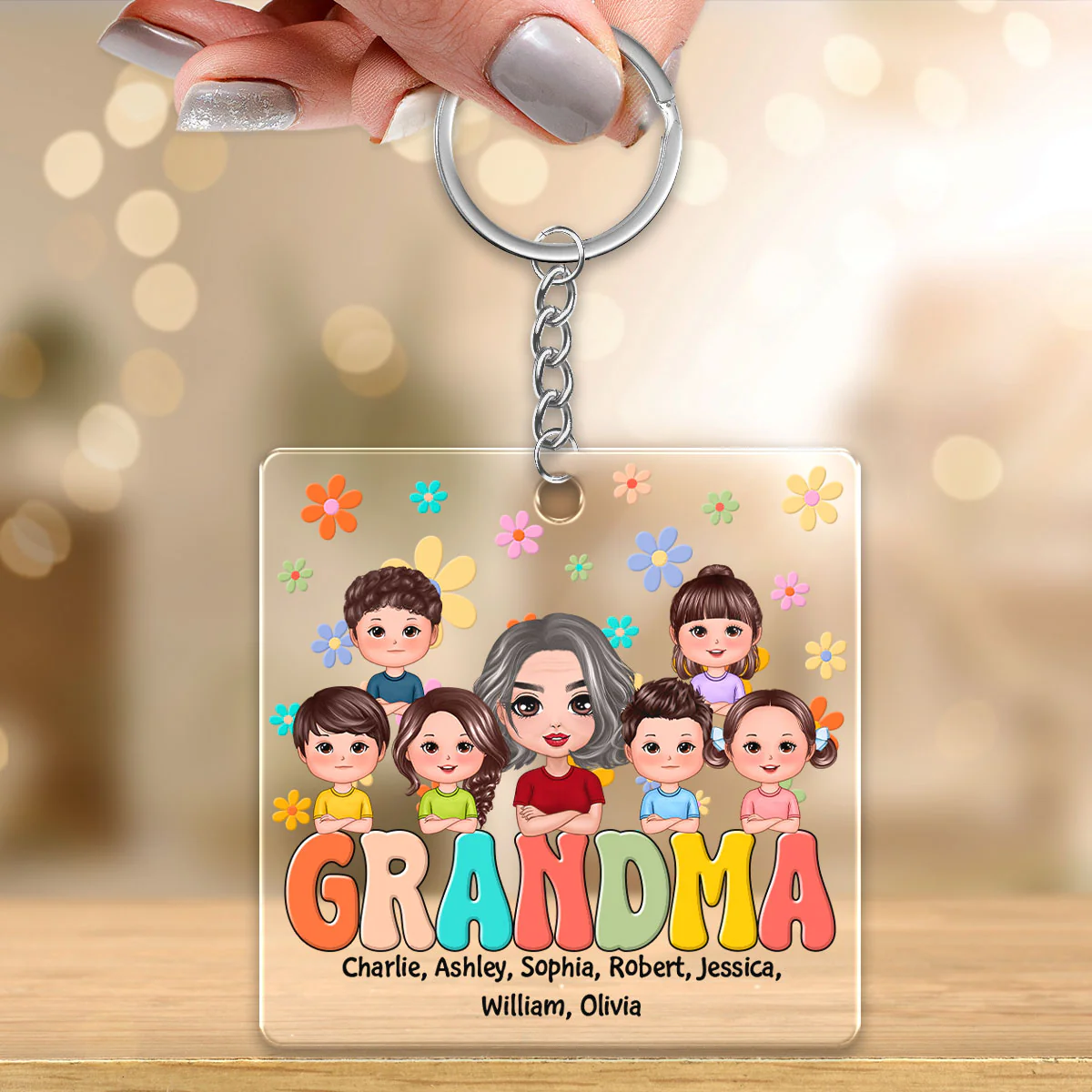 Groovy Grandma Personalized Acrylic Keychain - Image 3
