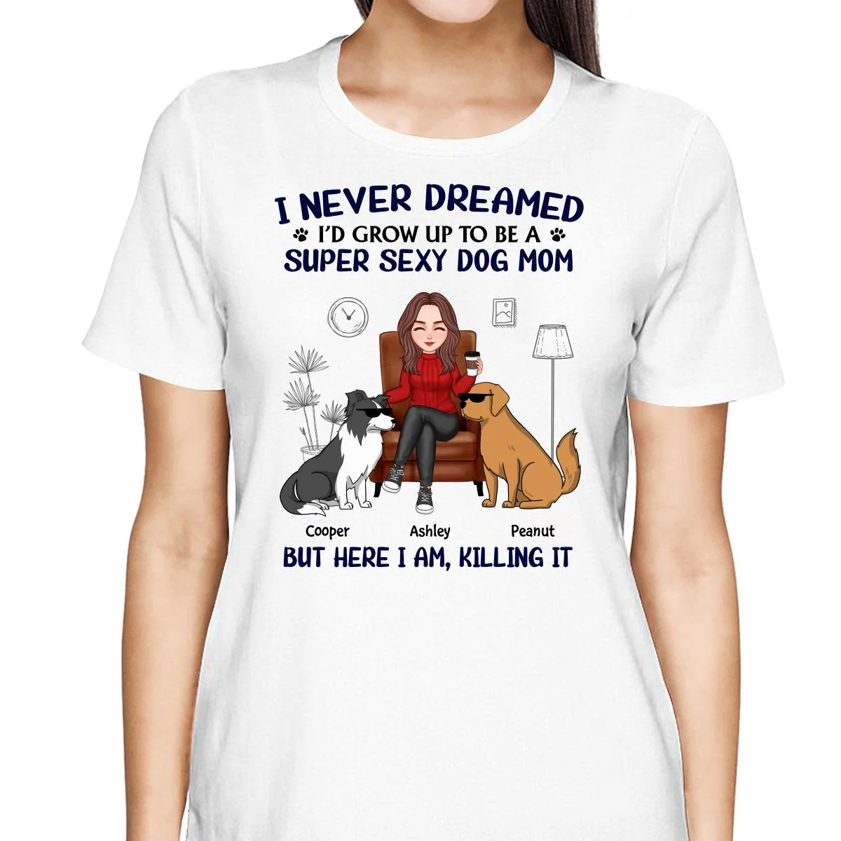 Grow Up To Be A Super Sexy Dog Mom Funny Dogs Cartoon Personalized Shirt - Image 2