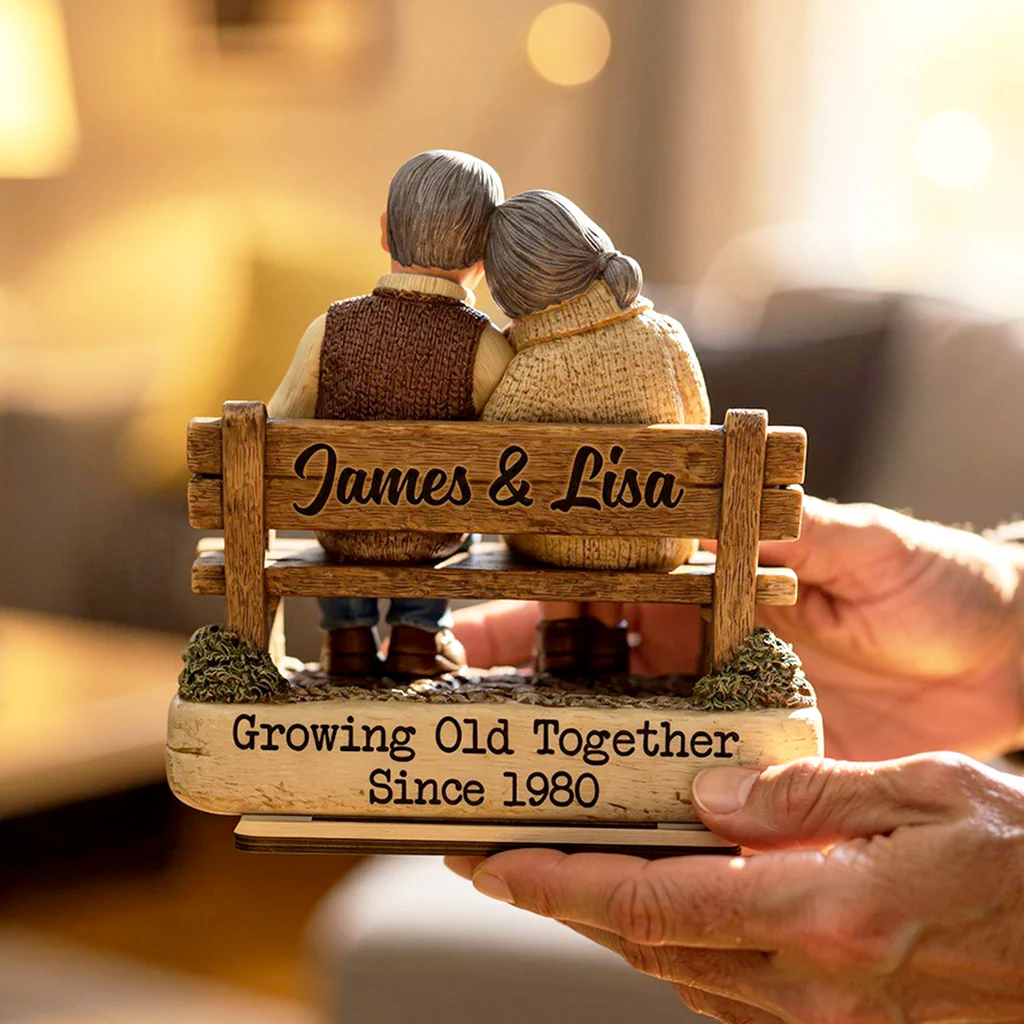 Growing Old Together Couple - Personalized Standing Wooden Plaque - Gift for Couple - Image 2