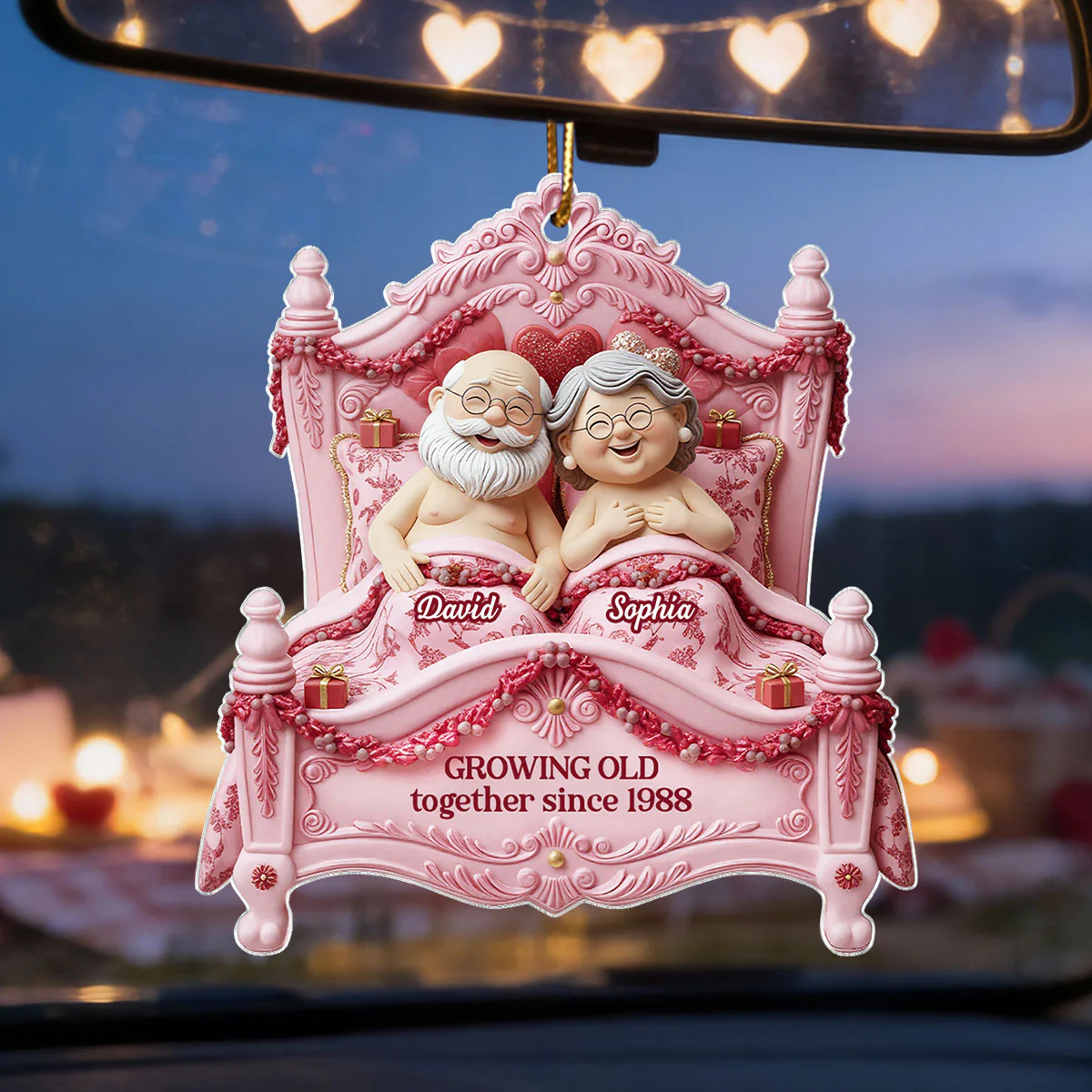 Growing Old Together Elderly Couple On Bed - Personalized Acrylic Ornament - Gift for Couple, for Her, for Him - Image 4