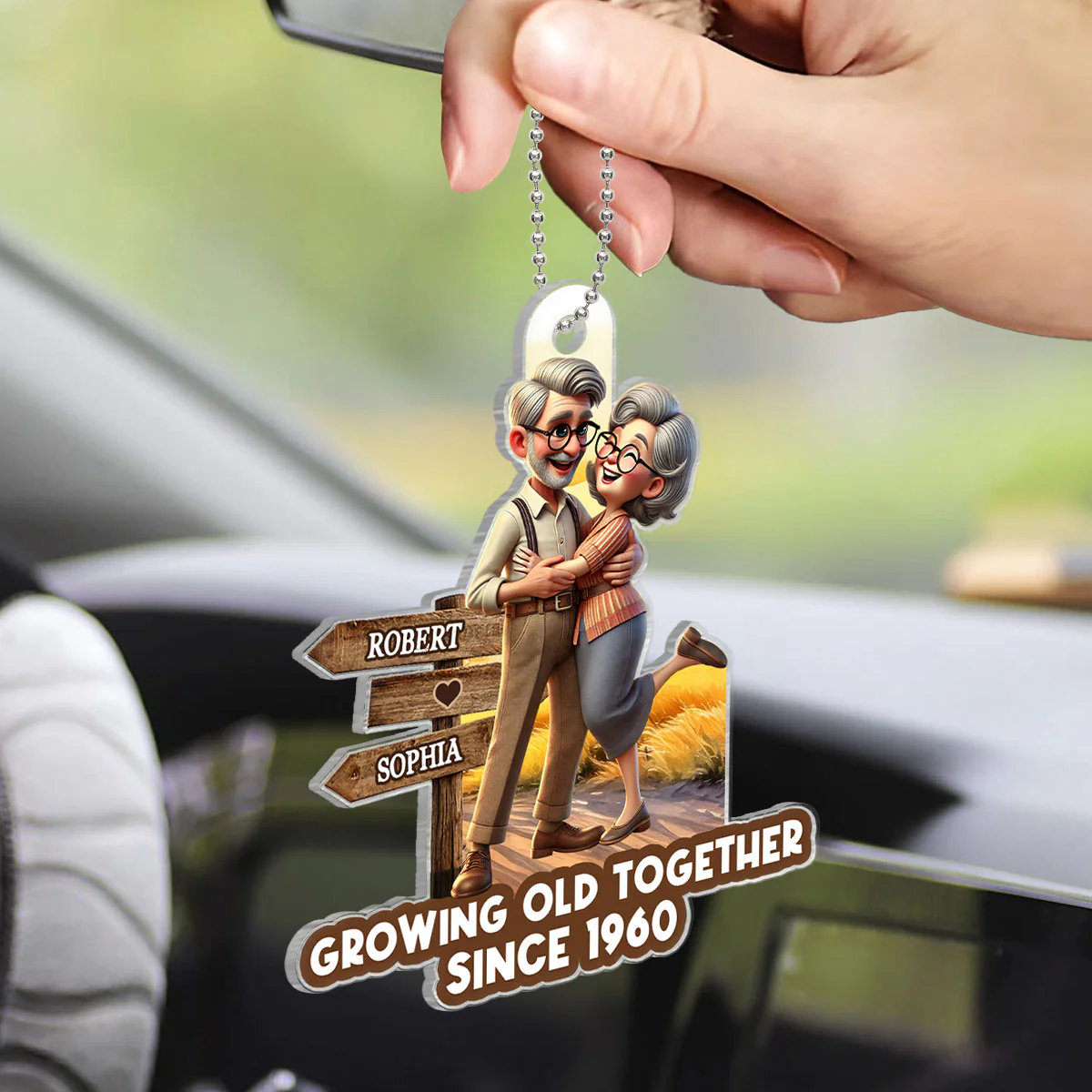 Growing Old Together Personalized Car Hanger Ornament, Anniversary For Him, For Her, Husband, Wife - Image 6