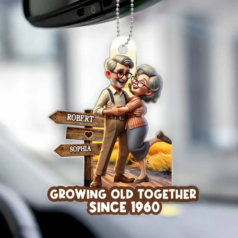 Growing Old Together Personalized Car Hanger Ornament, Anniversary For Him, For Her, Husband, Wife - Image 8