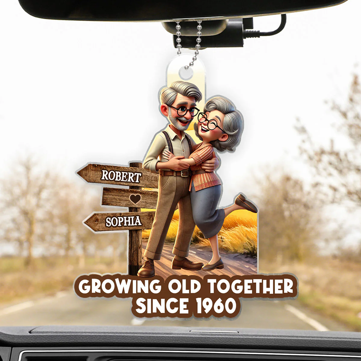 Growing Old Together Personalized Car Hanger Ornament, Anniversary For Him, For Her, Husband, Wife - Image 9