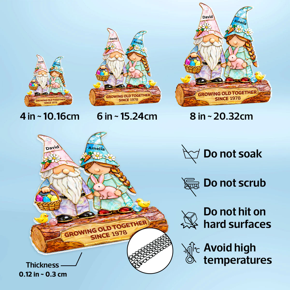 Growing Old Together Since Couple Gnome - Personalized Suncatcher - Gift For Couple, Family - Image 9