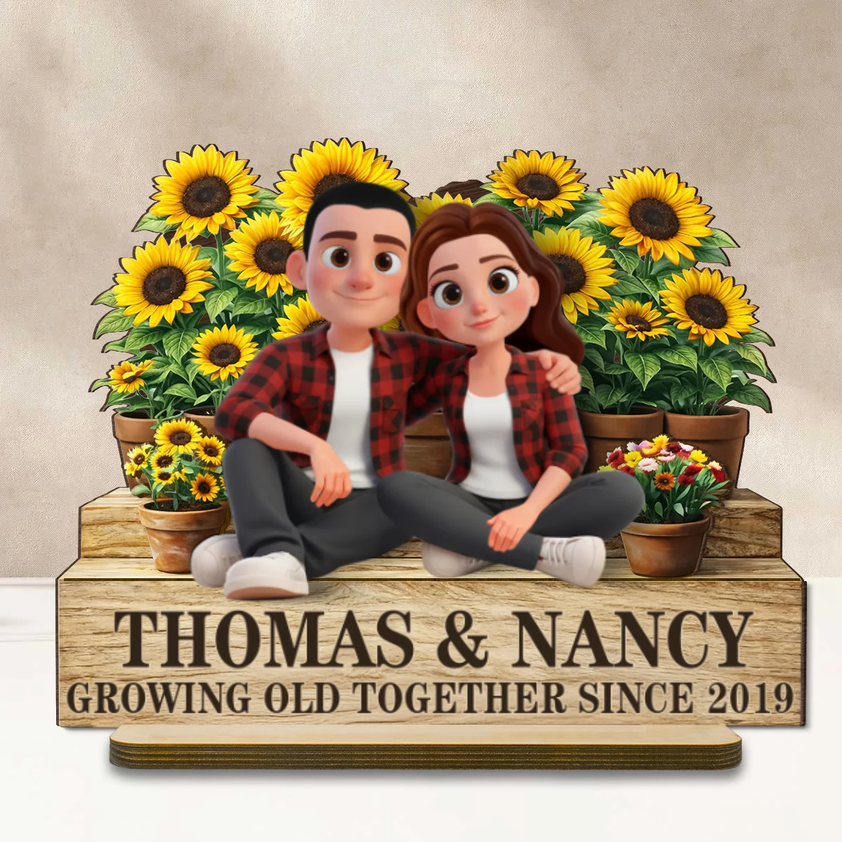 Growing Old Together Since - Personalized 2-Layered Wooden Plaque - Anniversary, Valentine's Day Gift, Gift For Him, Gift For Her - Image 10