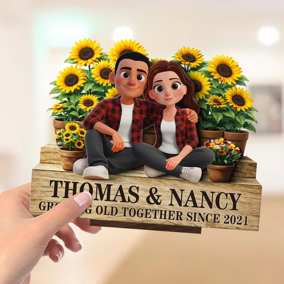 Growing Old Together Since - Personalized 2-Layered Wooden Plaque - Anniversary, Valentine's Day Gift, Gift For Him, Gift For Her - Image 7