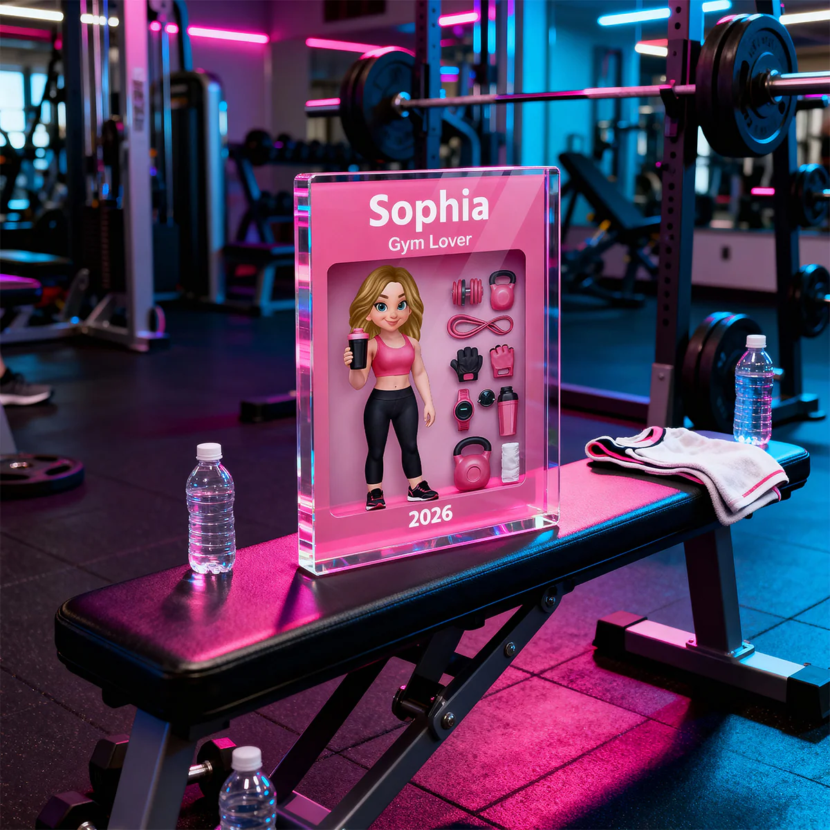 Gym Lover Stronger Everyday 3D Action Figure - Personalized Acrylic Block Plaque - Gift for Gym Lover - Image 5