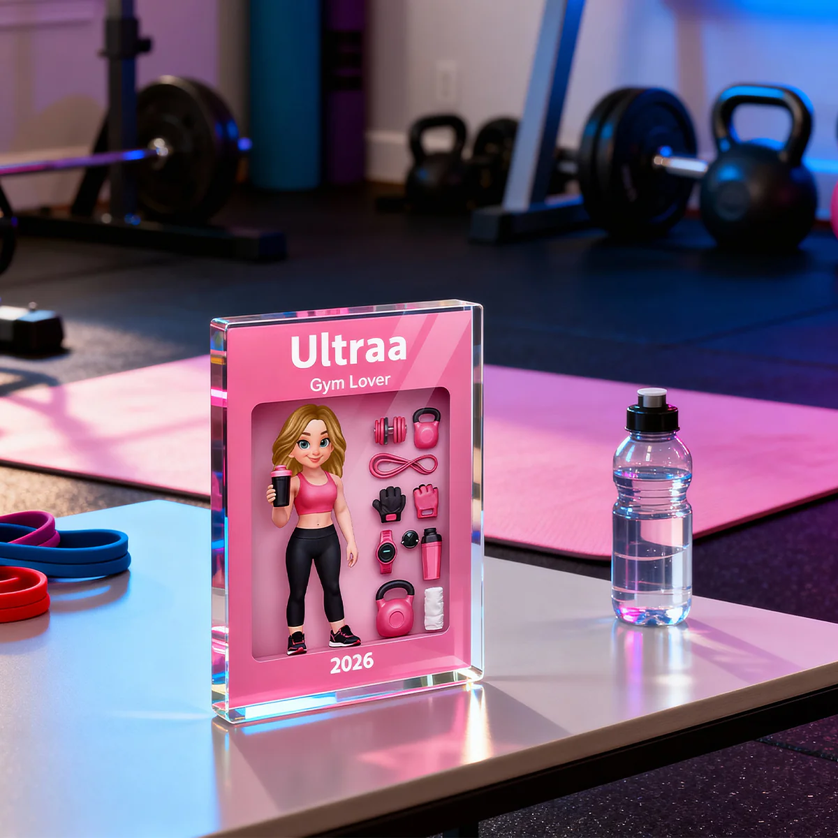 Gym Lover Stronger Everyday 3D Action Figure - Personalized Acrylic Block Plaque - Gift for Gym Lover - Image 8