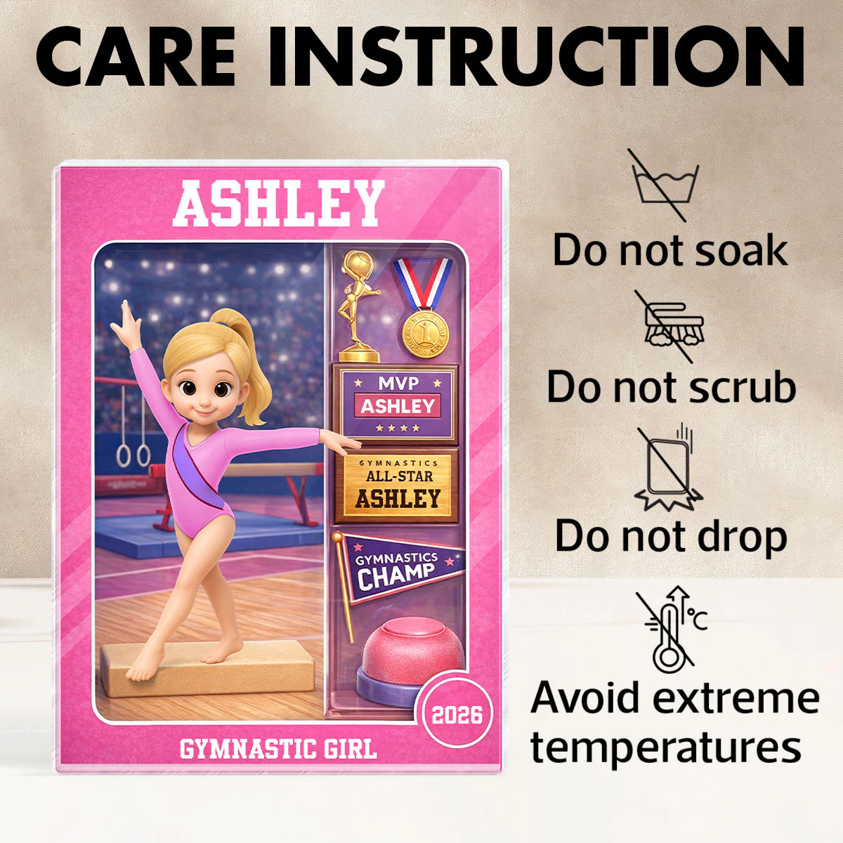 Gymnastic Girl Action Figure - Personalized Acrylic Block Plaque - Gift For Gymnast - Image 8