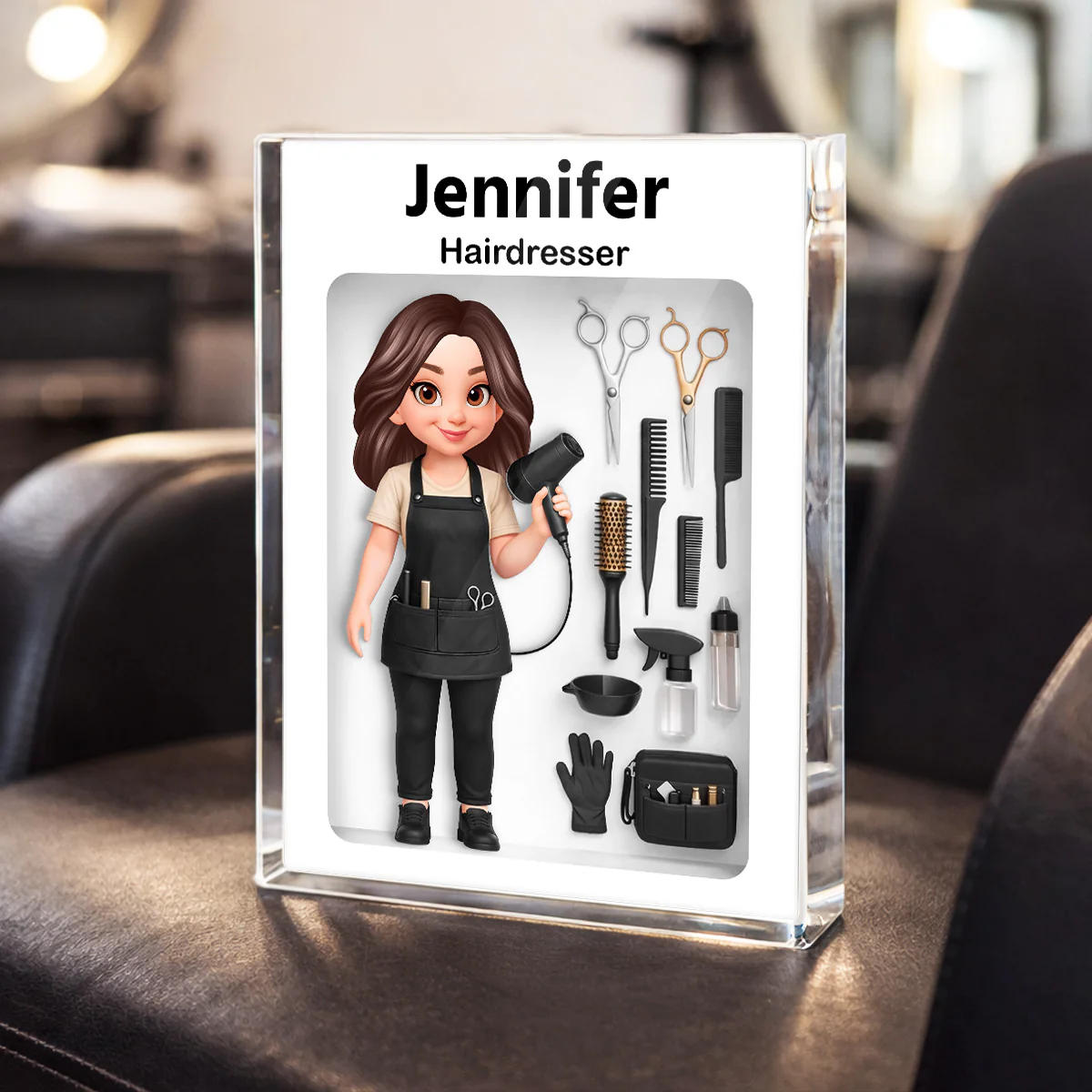 Hairdresser 3D Action Figure - Personalized Acrylic Block Plaque - Gift for Hairdressers - Image 2