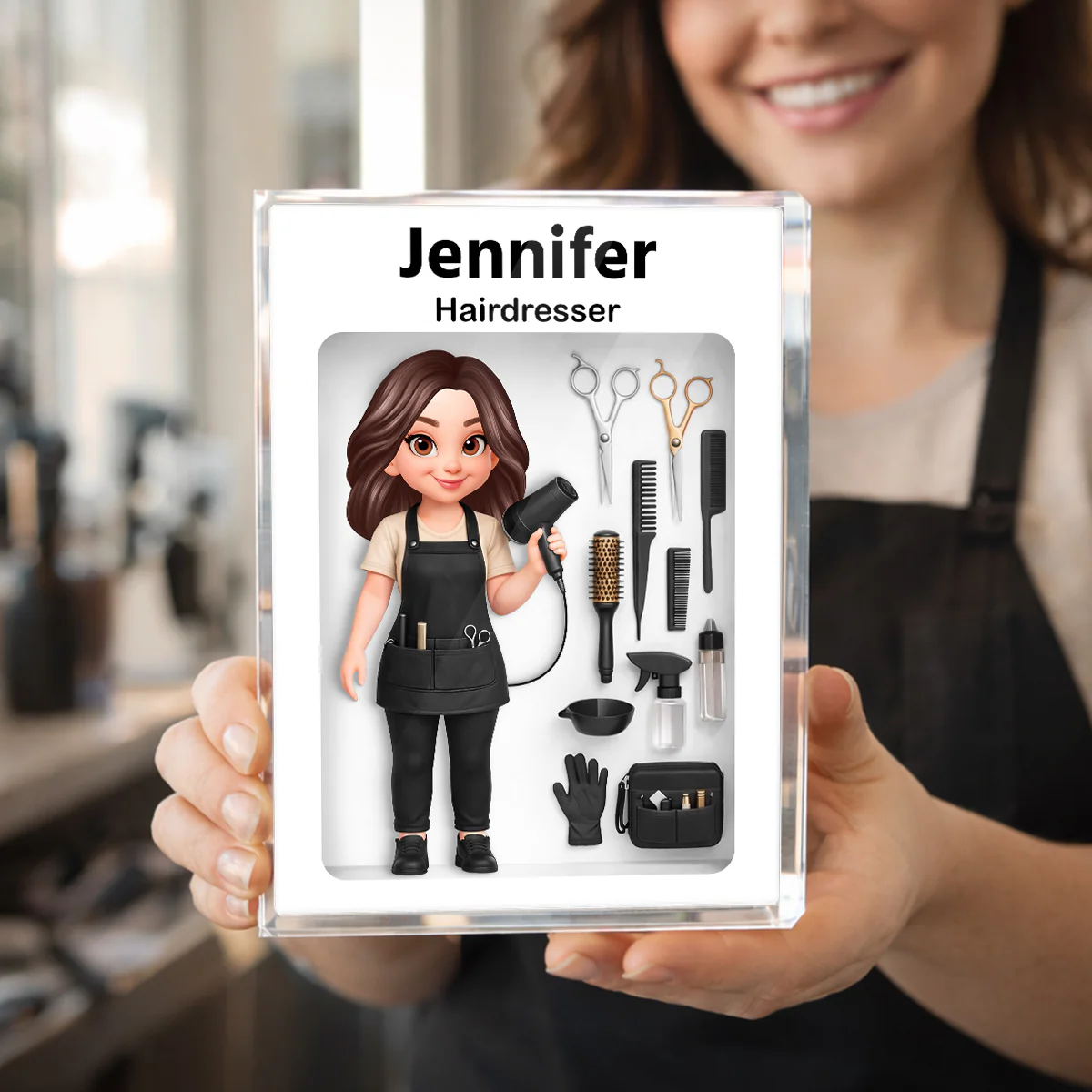 Hairdresser 3D Action Figure - Personalized Acrylic Block Plaque - Gift for Hairdressers - Image 3