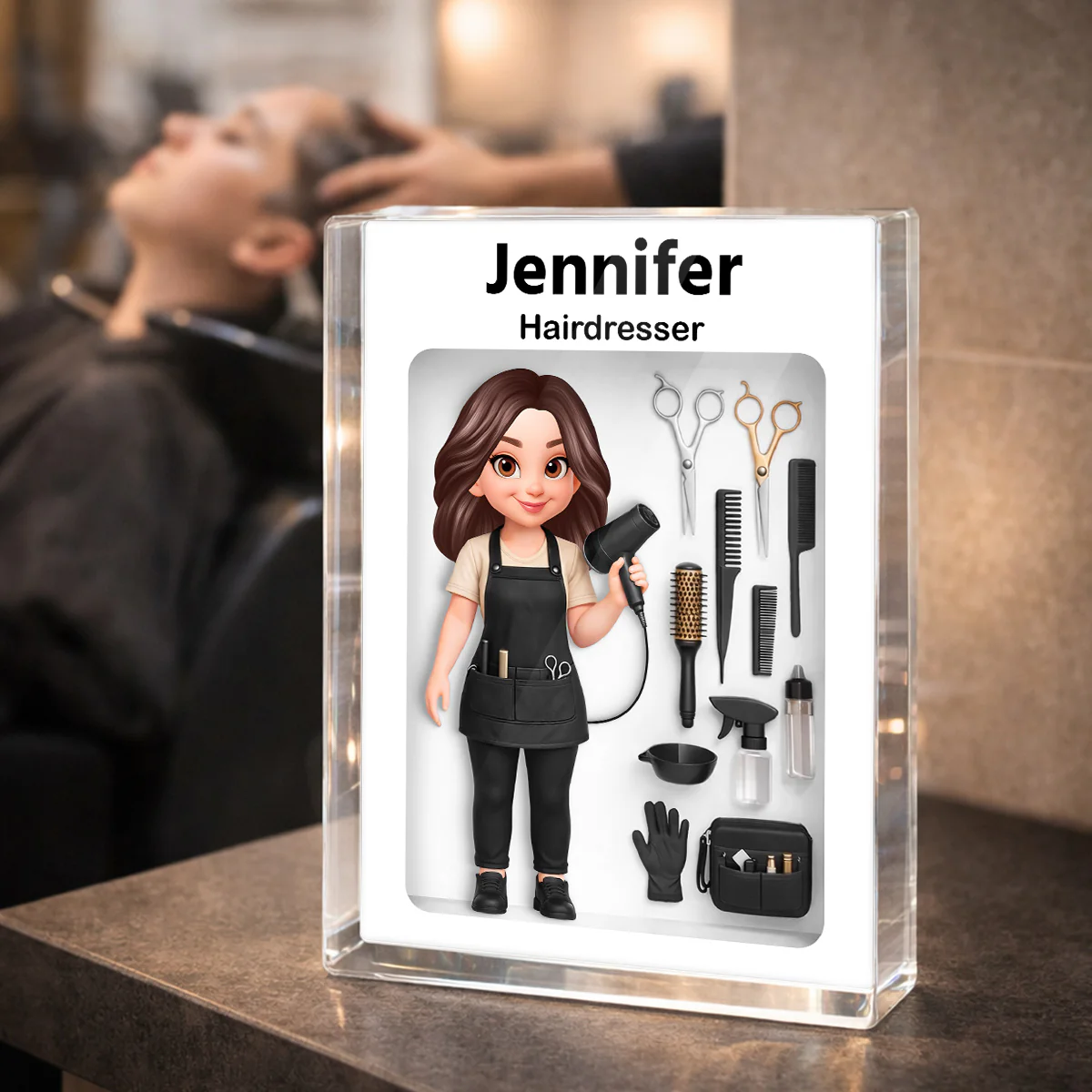 Hairdresser 3D Action Figure - Personalized Acrylic Block Plaque - Gift for Hairdressers - Image 4
