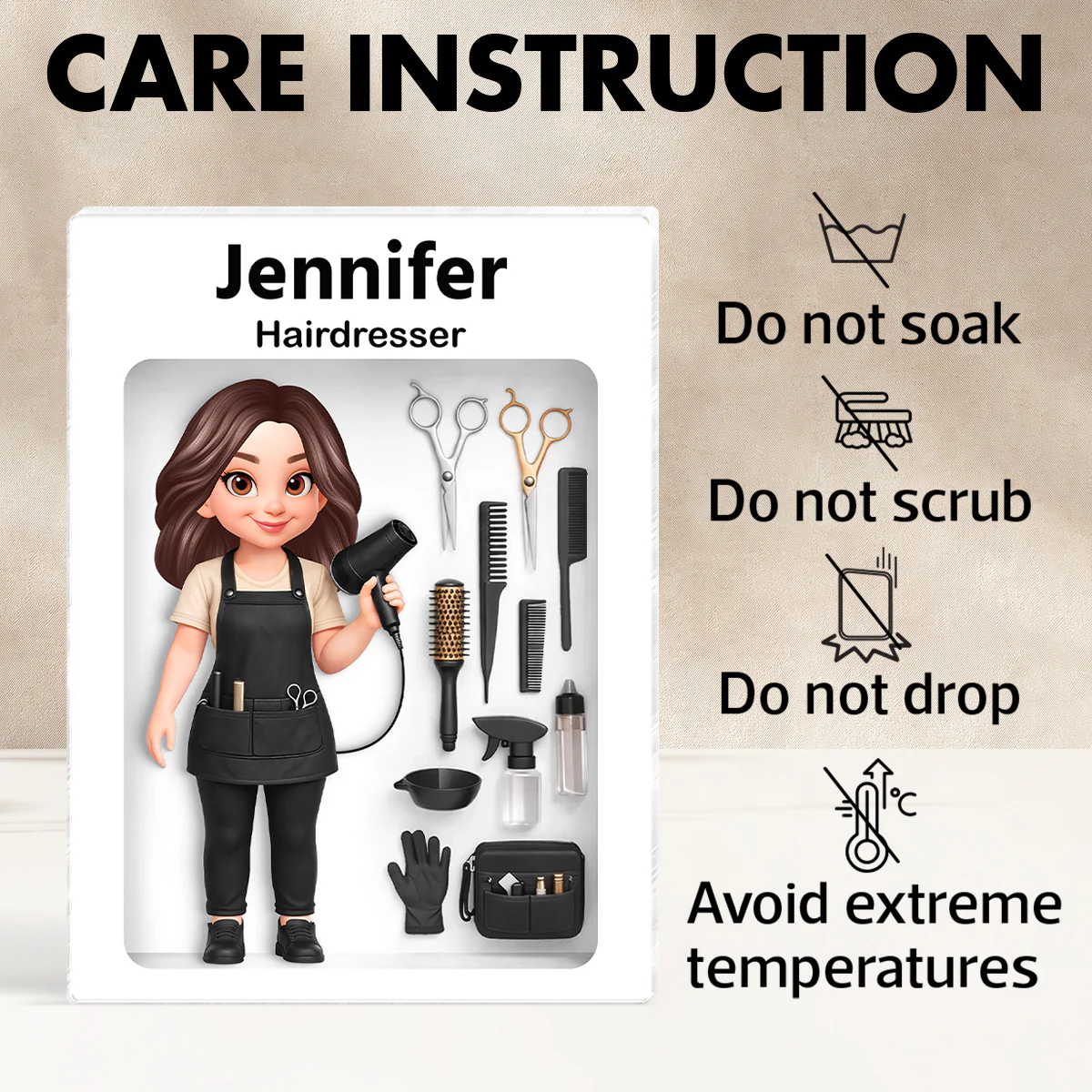 Hairdresser 3D Action Figure - Personalized Acrylic Block Plaque - Gift for Hairdressers - Image 7